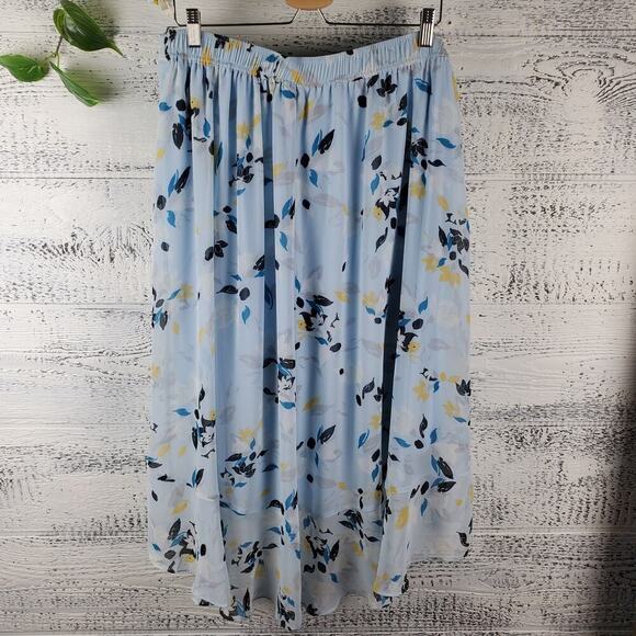 Lane Bryant Baby Blue Floral Ruffle Hem Midi Skirt Size 18/20 NWT Whimsical - Picture 4 of 9